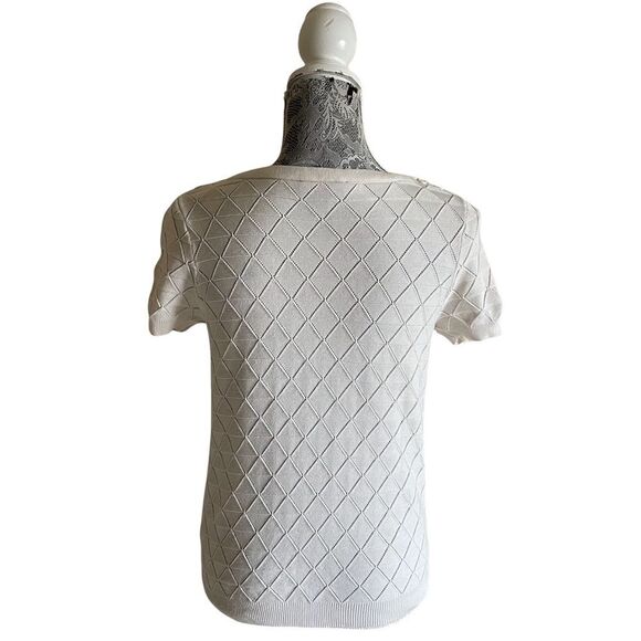 MODCLOTH Pointelle Short Sleeve Top Ivory Size Small - Picture 3 of 9